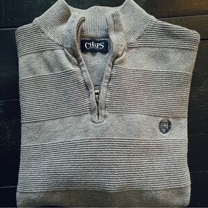 Chaps Men’s Gray Quarter-Zip Ribbed Sweater
